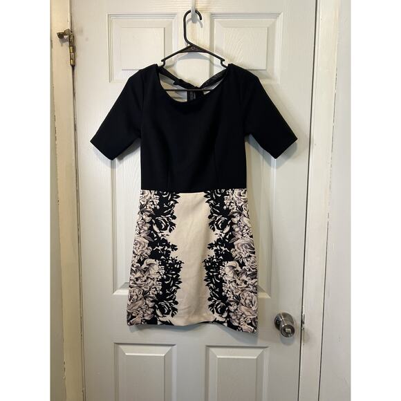 Lauren Conrad Size 6 Polyester Black & Pink floral Fit And Flare Cocktail Dress - Picture 1 of 10